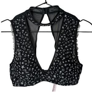 Victoria's Secret Dream Angels‎ Black Silver Star Print High Neck Bralette Small